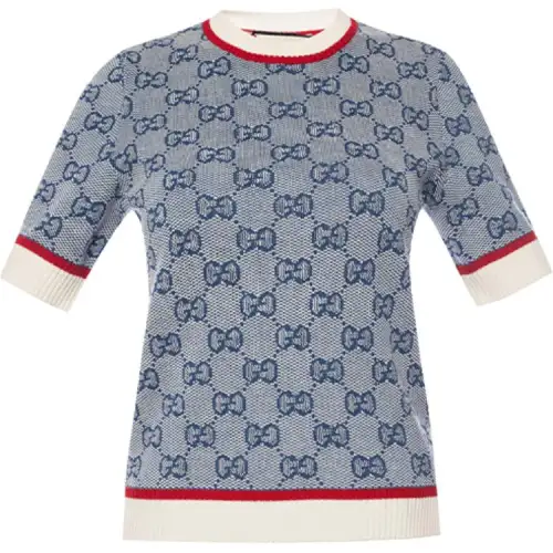 GUCCI Knitwear Women's Blue Crew Neck Moderate Other