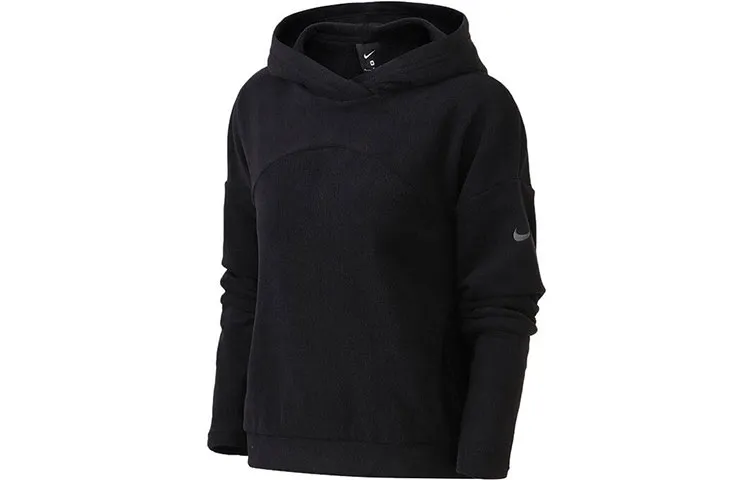 Nike Sweatshirts Women's Black Hooded Moderate Straight Fit