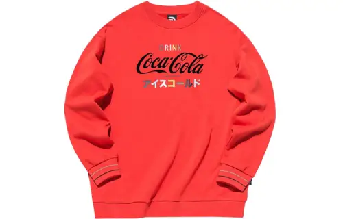 ANTA X Coca Cola Life Collection Sweatshirts Women's Phosphorus Red Crew Neck Moderate Regular