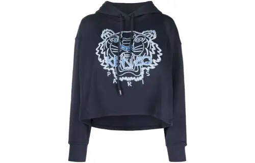 KENZO Sweatshirts Women's Gray Blue Hooded Moderate Regular