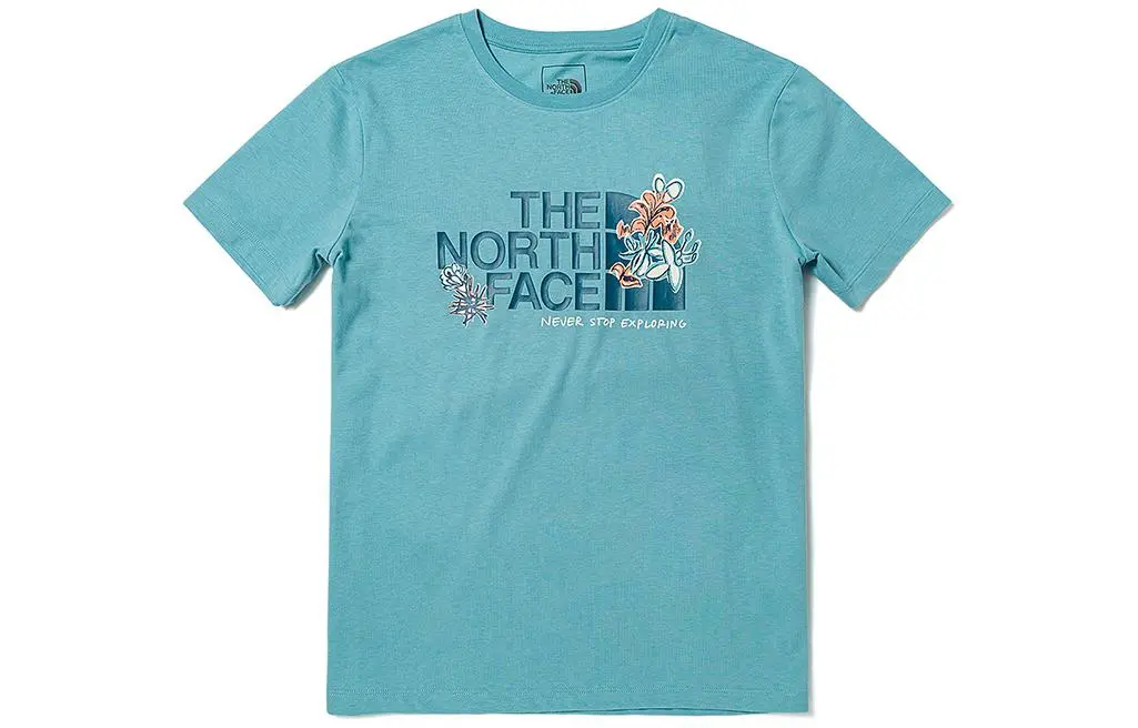 THE NORTH FACE T-Shirts Women's Blue Crew Neck Moderate Straight Fit