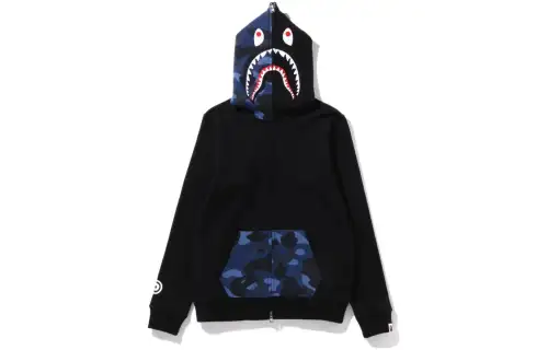 A BATHING APE Color Camo Shark Full Zip Hoodie Black