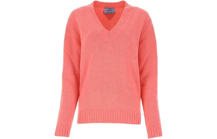 PRADA Cashmere Sweaters Women's Pink V Neck Moderate