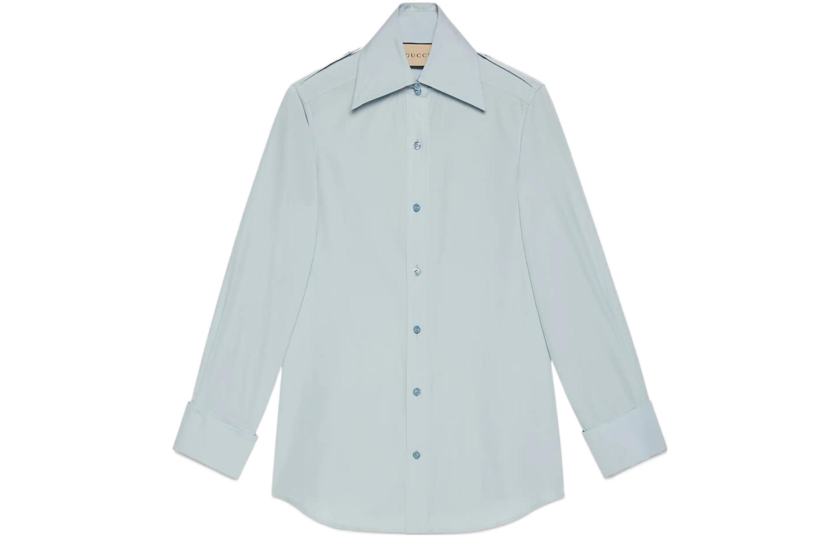 GUCCI Fine Cotton Poplin Shirt Blue