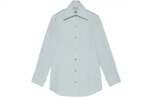 GUCCI Fine Cotton Poplin Shirt Blue