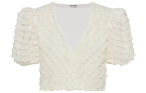 MIU MIU Shirts Women's White V Neck Moderate Shirt