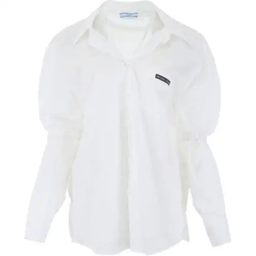 PRADA Shirts Women's White Cuban Collar Moderate Shirt