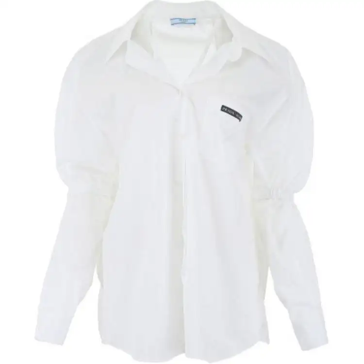 PRADA Shirts Women's White Cuban Collar Moderate Shirt