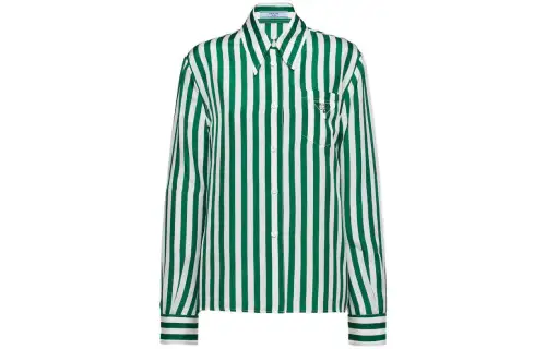 PRADA Shirts Women's Green Lapel Moderate