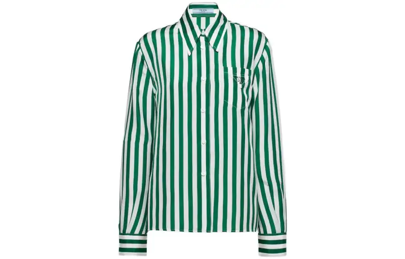 PRADA Shirts Women's Green Lapel Moderate