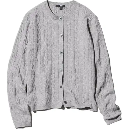 UNIQLO Knitwear Women's Gray Crew Neck Moderate Cardigan
