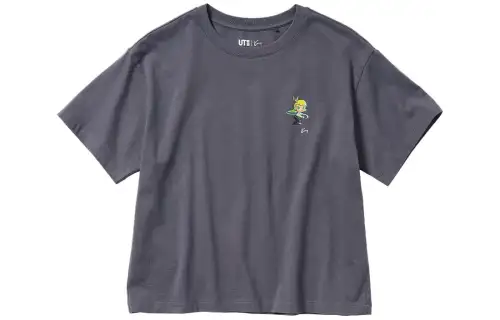 UNIQLO X POP MART POP MART T Shirts Women's Dark Gray Crew Neck Moderate Straight Fit