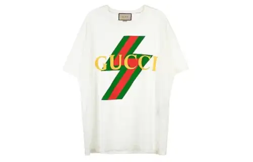 GUCCI T Shirts Women's Beige Crew Neck Moderate Straight Fit