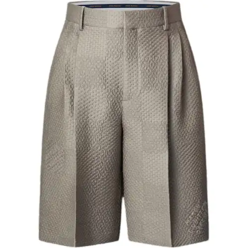 LOUIS VUITTON Damier Wool Silk Tailored Wool Silk Shorts