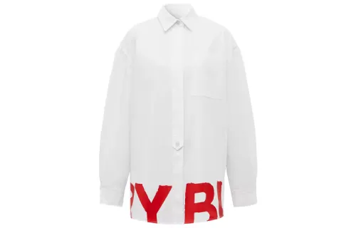 Burberry Shirts Women's White Pointed Collar Moderate Shirt