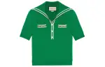 GUCCI Polo Shirts Women's Green V Neck Moderate Straight Fit