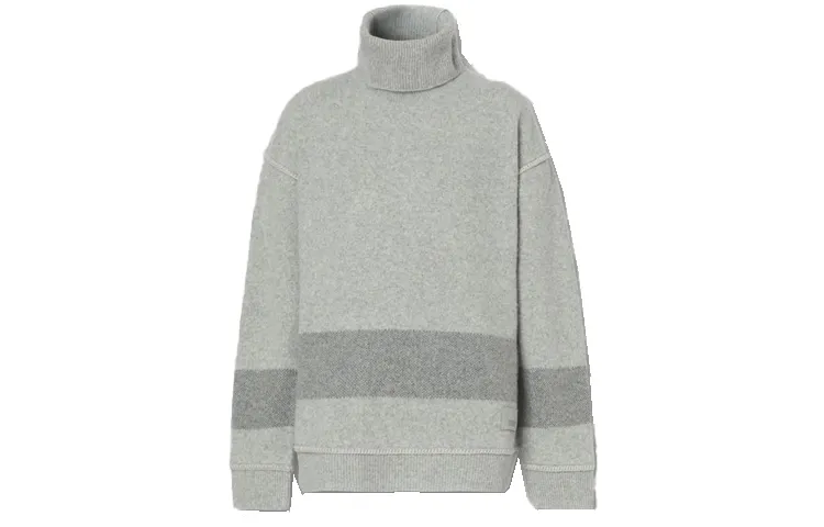 Burberry Cashmere Sweaters Women's Gray Turtleneck Moderate