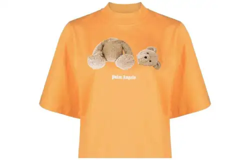 PALM ANGELS T Shirts Women's Orange Crew Neck Moderate Straight Fit