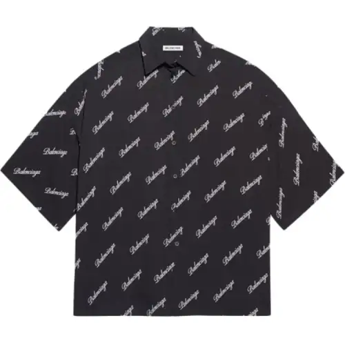 Balenciaga All Over Logo Shirt 'Black/White'