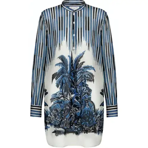 DIOR Quarterly New Products Shirts Women's Marine Blue Lapel Moderate Other