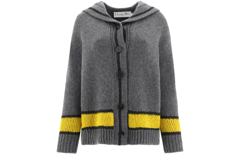 DIOR Quarterly New Products Cashmere Sweaters Women's Gray Hooded Moderate