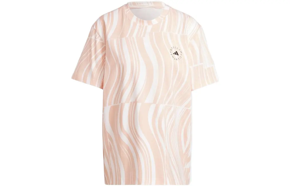 Adidas X Stella McCartney T-Shirts Women's Pink Brush Crew Neck Moderate Straight Fit