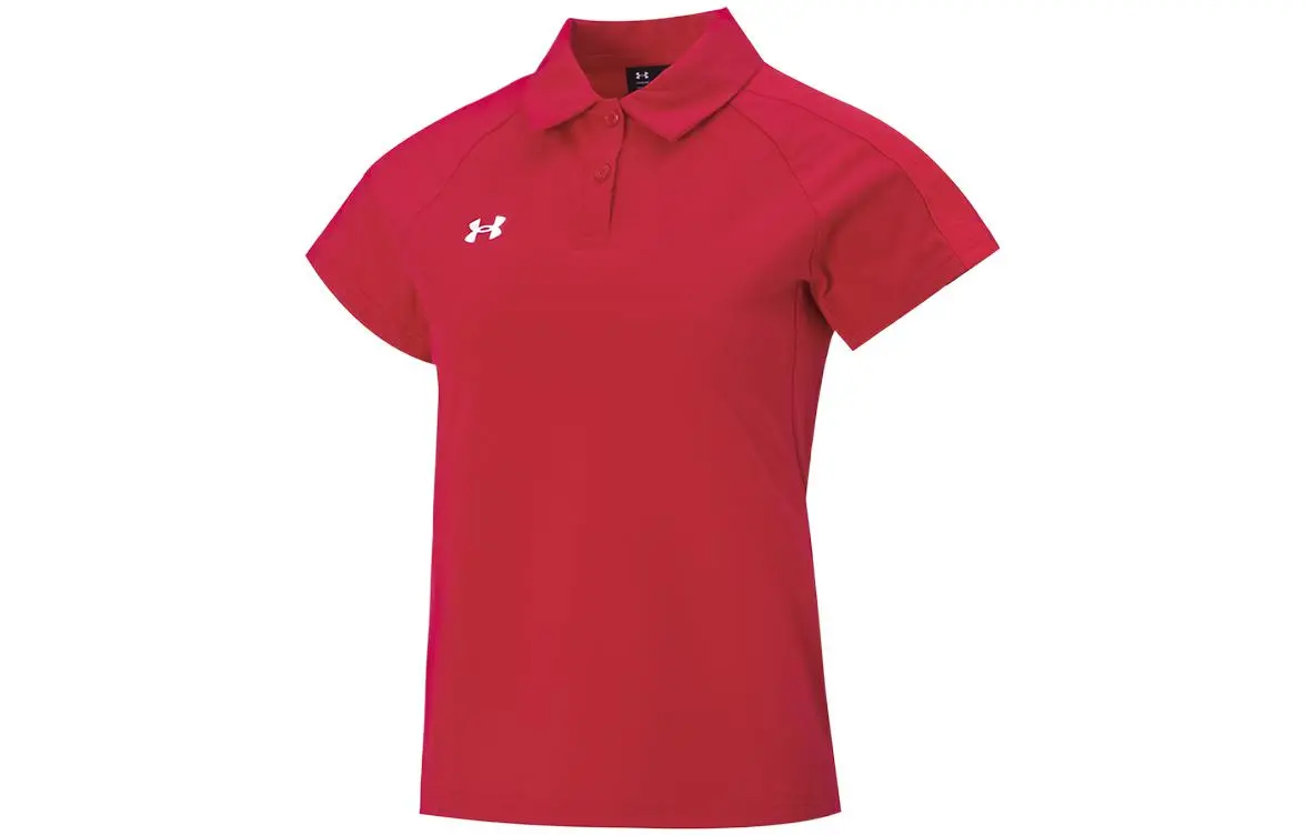 Under Armour Polo Shirts Women's Red Polo Collar Moderate Straight Fit