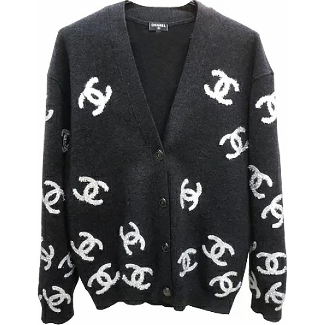 Женский кардиган Chanel SS22 Logo (черный)