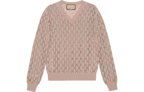 GUCCI Gg Embellished Fine Knit Jumper