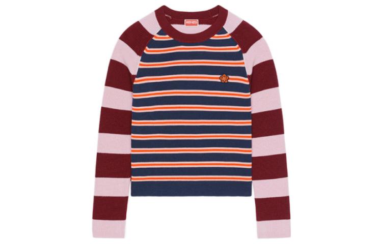 KENZO X nigo FW22 striped long-sleeved cardigan sweater for women, Begonia color