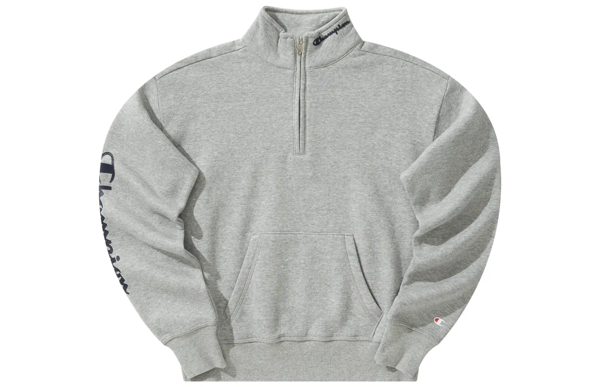 Champion Play It Out Legacy Collection, Side Sleeve Large Logo Stand Collar Half Zip Fleece Lined Athleisure