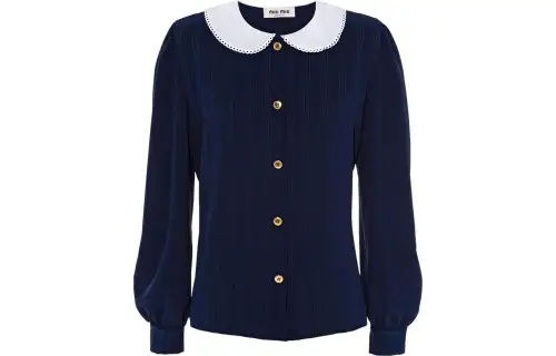 MIU MIU Shirts Women's Dark Blue Crew Neck Moderate Other