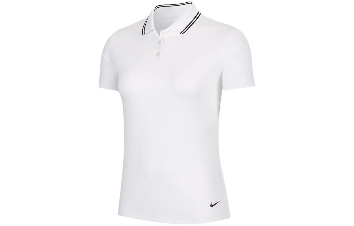 Nike Polo Shirts Women's White Polo Collar Moderate Straight Fit