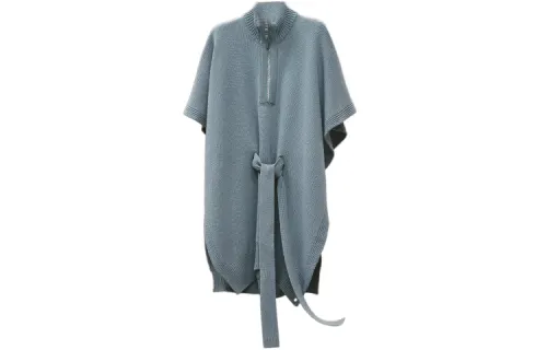 HERMES Cashmere Sweaters Women's Blue Turtleneck Moderate