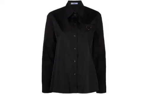 PRADA Triangle Logo Long Sleeve Shirt Black