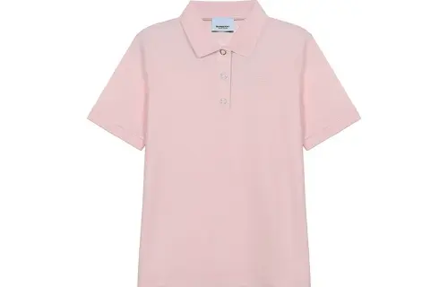 Burberry Polo Shirts Women's Light Pink Polo Collar Moderate Straight Fit