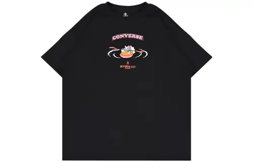 Converse Drop Shoulder Sleeve T Shirt Women's Black