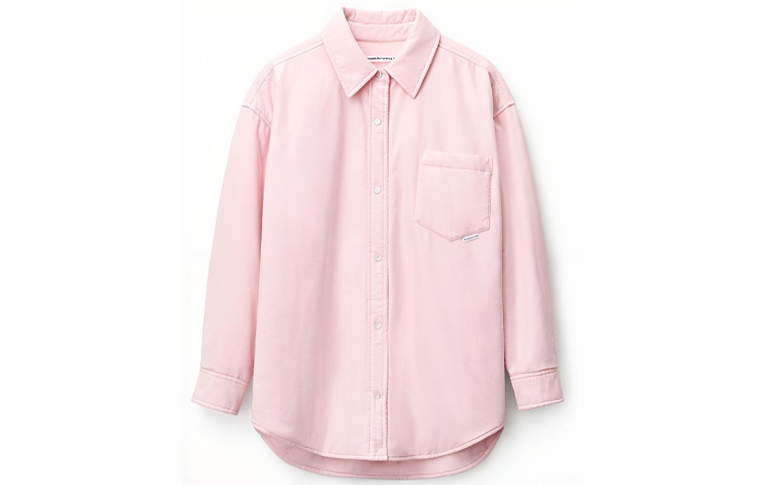 Alexander wang SS22 solid color cotton padded mid-length shirt for women, light pink