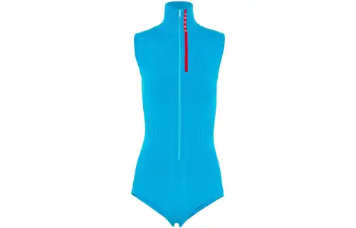 PRADA Bodysuits Women's Blue Turtleneck