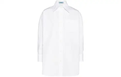 PRADA Shirts Women's White Lapel Moderate Shirt
