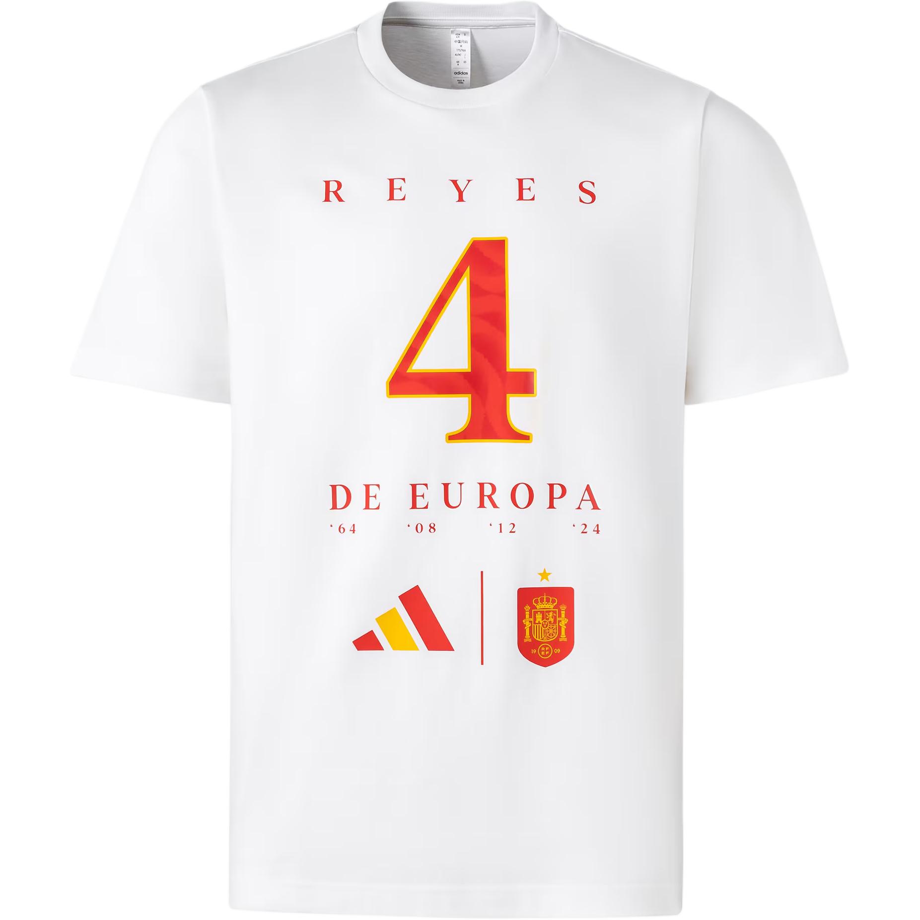 Adidas, letters and numbers, football white football uniform with a round collar, Spain, with your logo imprint, print, with short sleeve