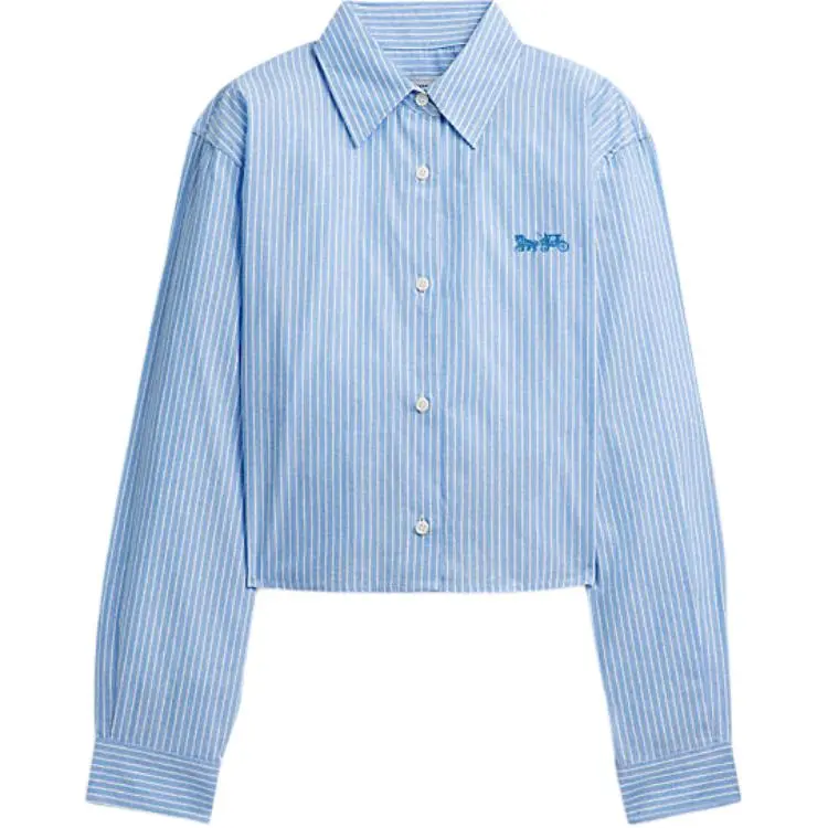 COACH Shirts Women's Blue Lapel Moderate Straight Fit