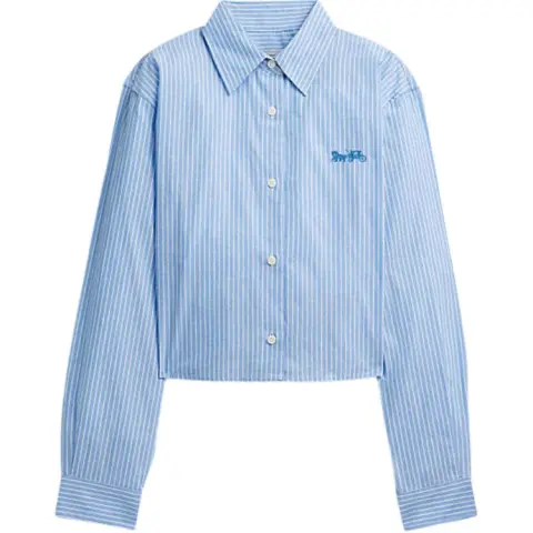 COACH Shirts Women's Blue Lapel Moderate Straight Fit