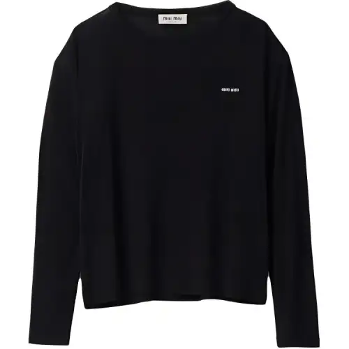 MIU MIU T Shirts Women's Black Crew Neck Moderate Straight Fit