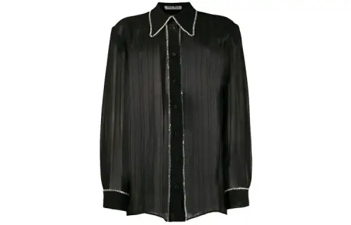 MIU MIU Shirts Women's Black Lapel Moderate Shirt
