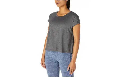 ASICS SHORT SLEEVE TOP T Shirts Women's Gray Crew Neck Moderate Other