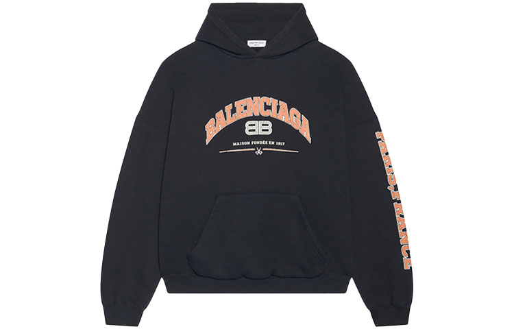 Женское худи Balenciaga с флисом (черное)