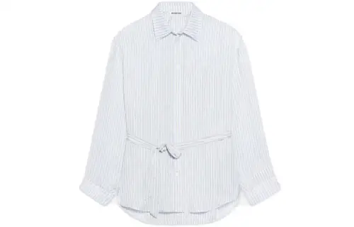 Balenciaga Shirts Women's White Lapel Moderate Shirt