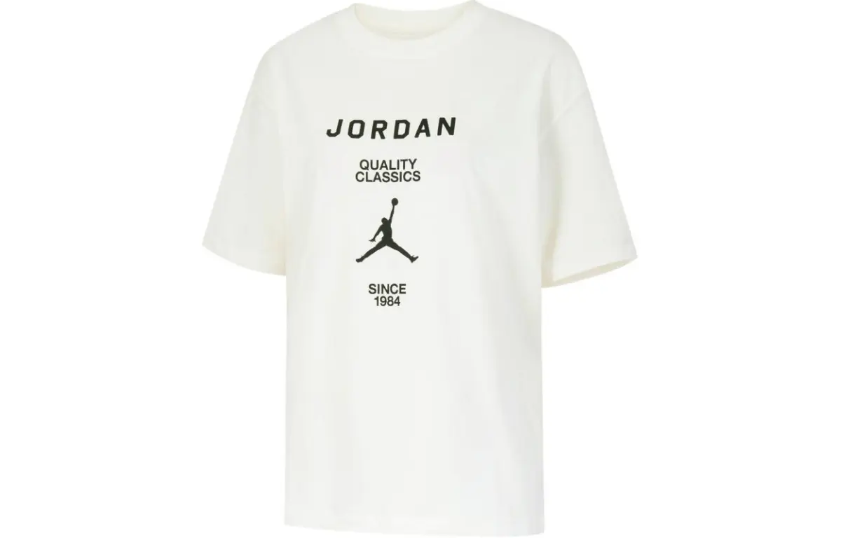 Jordan T-Shirts Women's White Crew Neck Moderate Straight Fit