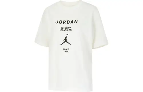 Jordan T Shirts Women's White Crew Neck Moderate Straight Fit